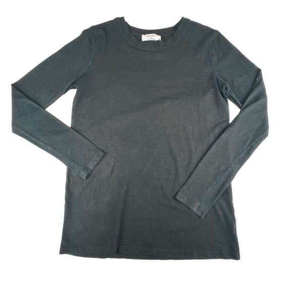 Zenana Medium Plain Black Tee Everday Classic Casual Long Sleeve Crew Neck Top - Picture 1 of 9